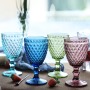 Wholesale Glassware Colored Goblet Drinking Wine Glasses Water Pressed Red Color Glass Goblets Cup